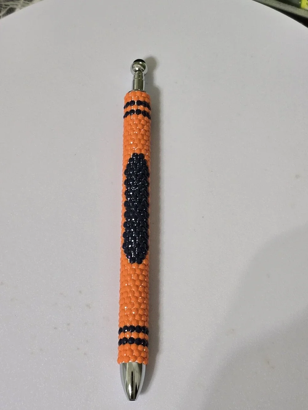 Handmade Diamond Dot Beaded Refillable Pen Interchangeable Orange Black